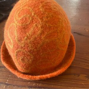 Handmaid Wool Felted Hat: Orange